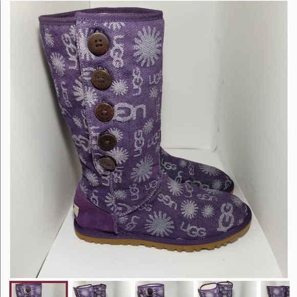 UGG Lo Pro Button Jacquard Denim Boots Size 5 NWT